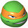 LEGO Bright Green Teenage Mutant Ninja Turtles Head with Michelangelo Orange Mask and Scowl (17794)