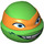 LEGO Bright Green Teenage Mutant Ninja Turtles Head with Michelangelo Orange Mask and Smile (13012)