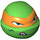 LEGO Bright Green Teenage Mutant Ninja Turtles Head with Michelangelo Orange Mask and Tongue Out (13013)