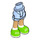 LEGO Bright Light Blue Hip with Rolled Up Shorts with Bright Green shoes with Thin Hinge (36198)