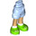 LEGO Bright Light Blue Minidoll Hip with Rolled Up Shorts with Bright Green shoes (Thin Hinge) (36198)