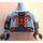 LEGO Leuchtendes Hellblau Minifigur Torso mit Weste mit Rot und Weiß Trim (973 / 16360)