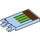 LEGO Helles Hellblau Fliese 2 x 3 mit Horizontal Clips mit Ground und Line/Green Streifen (Dick geöffnete O-Clips) (30350 / 37167)