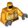 LEGO Arancione chiaro brillante Vigile del fuoco Busto con Giallo Striscia, Grande Petto Pocket, e Marrone Cintura (76382 / 88585)