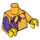 LEGO Bright Light Orange Jester Torso, Golden Bells on Collar, Bright Light Orange Left Arm, Dark Purple Right Arm, Yellow Hands (973 / 88585)