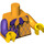 LEGO Bright Light Orange Jester Torso, Golden Bells on Collar, Bright Light Orange Left Arm, Dark Purple Right Arm, Yellow Hands (973 / 88585)