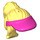 LEGO Bright Light Yellow Hair with Ponytail and Pink Sun visor (15693)