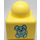 LEGO Bright Light Yellow Primo Brick 1 x 1 with Mouse and n° 1 on opposite sides (49053)