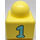 LEGO Bright Light Yellow Primo Brick 1 x 1 with Mouse and n° 1 on opposite sides (49053)