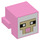 LEGO Klar rosa Dyr Hode med Sheep Ansikt med Hvit Background og Beige Outline (103728 / 106290)