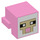 LEGO Bright Pink Animal Head with Sheep Face with White Background and Tan Outline (103728 / 106290)