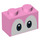 LEGO Leuchtend rosa Backstein 1 x 2 mit Augen mit Unterrohr (68946 / 101881)