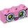 LEGO Bright Pink Brick 1 x 3 with Blue Eyes with Yellow Stars and Open Mouth (Rainbow Unikitty) (3622 / 38899)