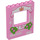 LEGO Bright Pink Panel 1 x 6 x 6 with Window Cutout with Light Pink Frame, Bricks, Crown, Butterfly, Roses and Leaves Pattern (15627 / 16279)