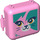 LEGO Leuchtendes Rosa Play Cube Box 3 x 8 mit Scharnier mit Katze Gesicht (64462 / 72508)