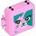 LEGO Fel roze Play Cube Doos 3 x 8 met Scharnier met Kat Gezicht (64462 / 72508)