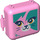 LEGO Fel roze Play Cube Doos 3 x 8 met Scharnier met Kat Gezicht (64462 / 72508)