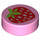 LEGO Fel roze Tegel 1 x 1 Rond met Strawberry (15826 / 98138)