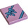 LEGO Leuchtend rosa Fliese 2 x 2 Invertiert mit Present mit Blau Bow (11203 / 24560)