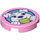 LEGO Klar rosa Tile 2 x 2 Rund med Hund med Tennis Ball med bunnknottholder (14769 / 66480)