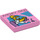 LEGO Fel roze Tegel 2 x 2 met &quot;ANGRY DAD&quot; met groef (3068 / 21661)