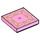 LEGO Klar rosa Tile 2 x 2 med Pillow med Golden Accents med Rille (3068 / 47111)