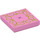 LEGO Bright Pink Tile 2 x 2 with Pillow with Golden Accents with Groove (3068 / 47111)