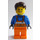 LEGO Brun Hår, Freckles, Open Smile med Orange Overall med Straps Minifigur