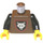 LEGO Bruin Minifiguur Kasteel Torso met Wolf in Schild met Rood Border Patroon, Zwart Armen, Geel Handen (973)