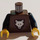 LEGO Bruin Minifiguur Kasteel Torso met Wolf in Schild met Rood Border Patroon, Zwart Armen, Geel Handen (973)