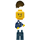 LEGO Business Man with Dark Blue Pin Striped Suit with Gold Tie and Brown Hair Minifigure