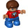 LEGO Child mit Brown Haar, rot oben mit Zip, Blau Trousers Duplo Abbildung