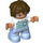 LEGO Child avec Dark Brown Cheveux, blanc Haut avec Rayures Duplo Figure