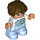 LEGO Child mit Dark Brown Haar, Weiß oben mit Streifen Duplo Abbildung