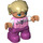 LEGO Kind met Zandbruin Haar, Roze en Wit Top met Bloem Duplo-figuur