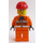 LEGO City Construction Worker with Orange Safety Vest, Red Helmet and Glasses Minifigure