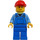 LEGO Construction worker with blue overall with tools in pocket and red construction helmet (Set 4434) Minifigure