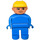 LEGO Construction Worker with Blue Top and Yellow Hat Duplo Figure