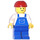 LEGO Construction Worker with Pocket in Blue Overalls and Red Helmet Minifigure