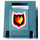LEGO Container Box 2 x 2 x 2 Door with Slot with Fire Logo Sticker with Gray Background (4346)