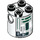 LEGO Cylinder 2 x 2 x 2 Robot Body with Green, Gray, and Black Astromech Droid Pattern (Undetermined) (88789)