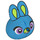 LEGO Dark Azure Rabbit Head with Lime Ears (50232)