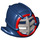 LEGO Dunkelblau Kendo Helm mit Gitter Maske mit rot und Grau (25263 / 98130)