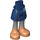 LEGO Dark Blue Minidoll Hip with Curved Skirt with Medium Stone Gray and Flesh Boots (Thick Hinge) (35614)