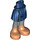 LEGO Dark Blue Minidoll Hip with Curved Skirt with Medium Stone Gray and Flesh Boots (Thick Hinge) (35614)