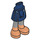 LEGO Dark Blue Minidoll Hip with Curved Skirt with Medium Stone Gray and Flesh Boots (Thick Hinge) (35614)