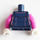 LEGO Dark Blue Minifig Torso with Metallic Pink Zipper, Dark Pink Arms and White Hands (973)