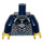 LEGO Dark Blue Minifig Torso with Silver and Medium Azure Body Armor with Ultra Agents Logo, Black Tie (973 / 76382)