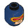 LEGO Blu scuro Minifigure Testa con Maschera, Chiaro Carne skin, e Gold &amp; Rosso Visore (Perno solido incassato) (3626 / 18318)