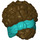 LEGO Donkerbruin Coiled Haar met Turquoise Bow (79984)